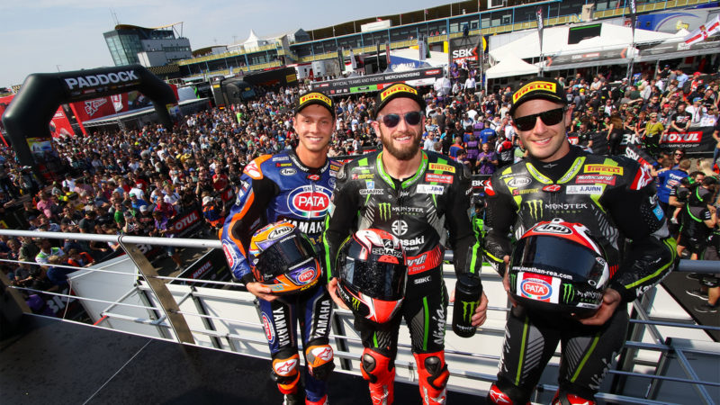 ван дер Марк, Сайкс, Рей на подиуме в Ассене (WSBK 2018)