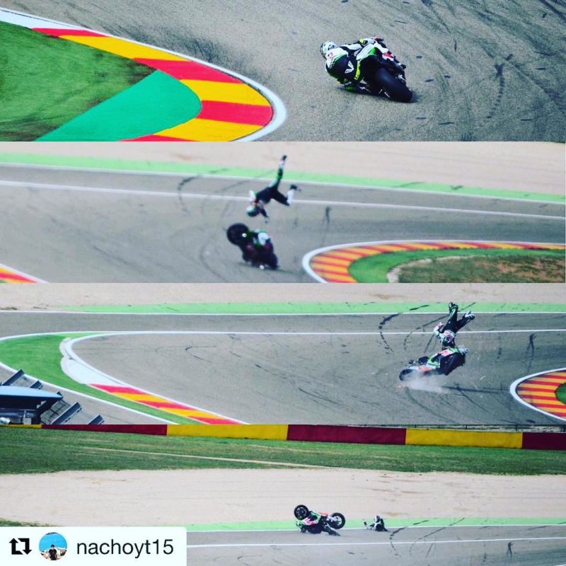 Авария Владимира Леонова (WSBK 2018, Арагон)