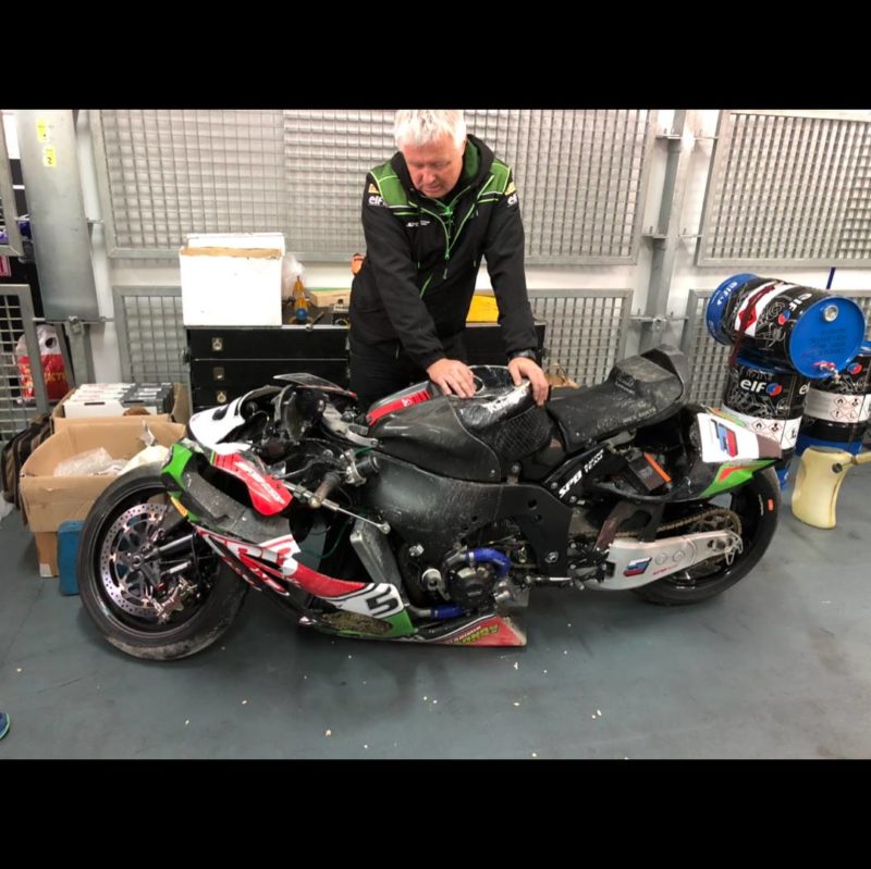 Разбитый Kawasaki Владимира Леонова (WSBK 2018, Арагон)