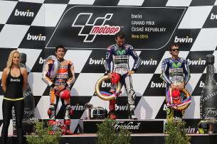 Валентино Росси, Марк Маркес, Хорхе Лоренцо. Гран-При Чехии, MotoGP 2015