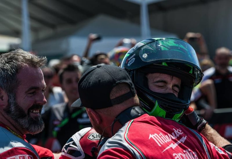 Юджин Лаверти на подиуме в Лагуна Секе (WSBK, 2018)