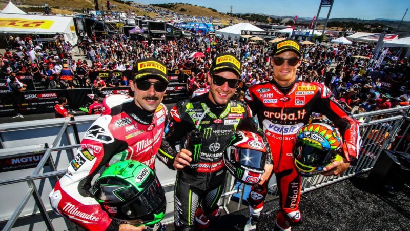 Лаверти, Рей и Дэвис на подиуме в Лагуна Секе (WSBK, 2018)
