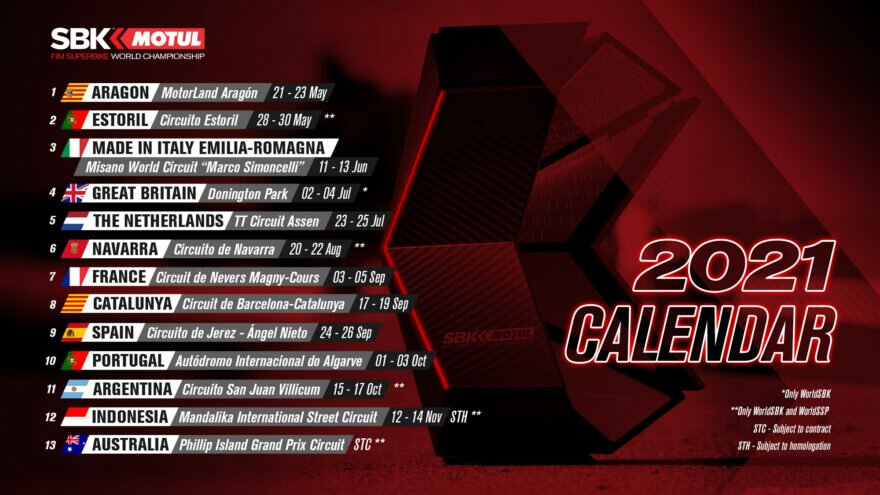 WSBK 2021: новая версия календаря от 17.04