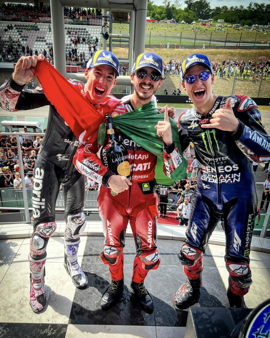 подиум MotoGP ГП Италии: Алейш Эспаргаро, Франческо Баньяйя, Фабио Квартараро