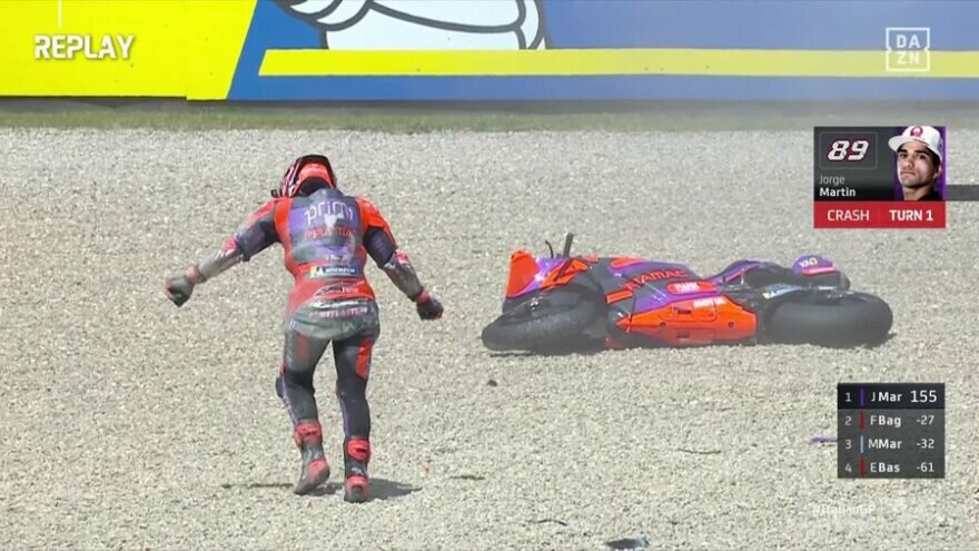 ГП Италии 2024: падение Мартина в гонке MotoGP