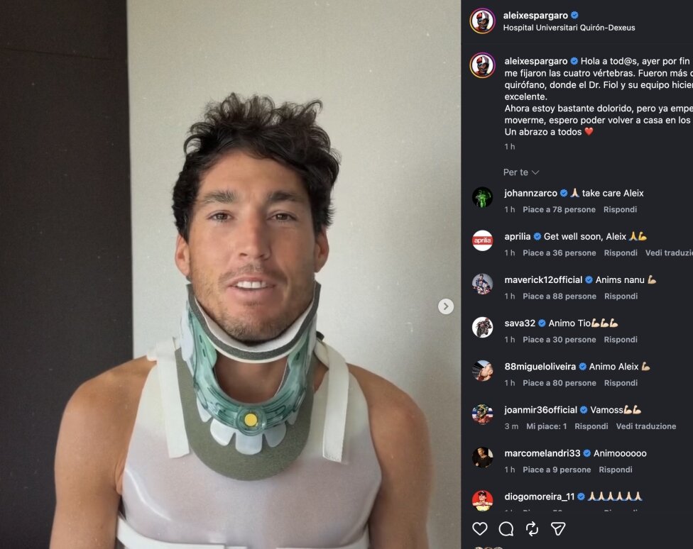 Шесть часов операции для Алейша Эспаргаро, чтобы зафиксировать четыре позвонка