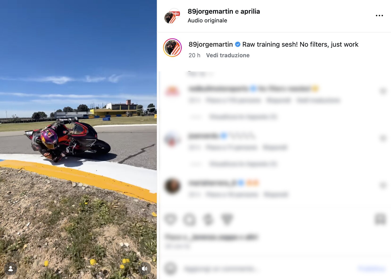 Хорхе Мартин не останавливается: в седле Aprilia RS660 с пугающими наклонами