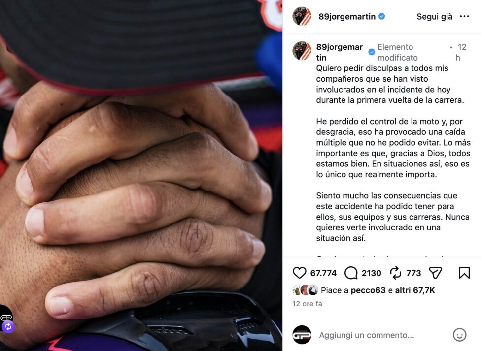 Мартин публично извинился в Instagram, в комментариях пилоты его простили