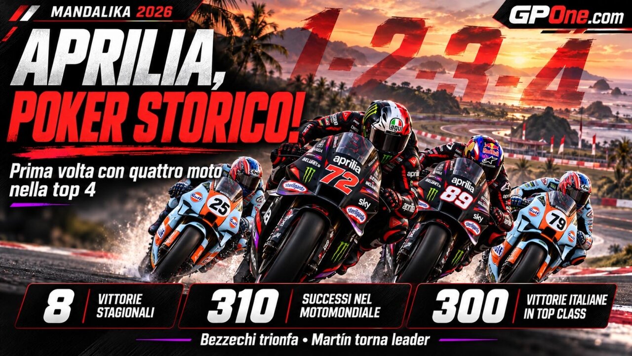 Aprilia, исторический «покер» в Мандалике: 310 побед и Мартин снова лидер